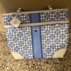 Coach Signature Blue and Cream Tote